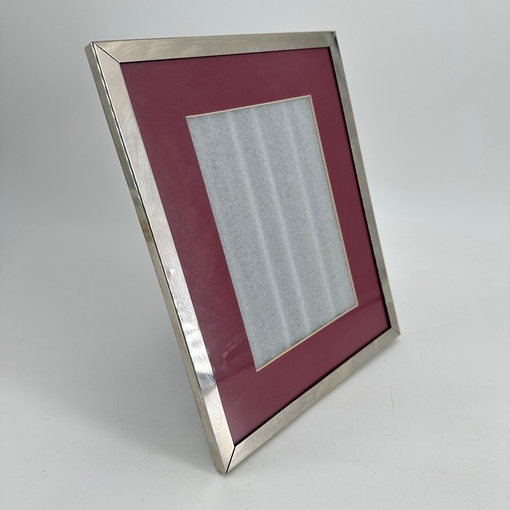 Studio Image Silver Tone Metal Picture Frame with Burgundy Mat for 5x7 Photo